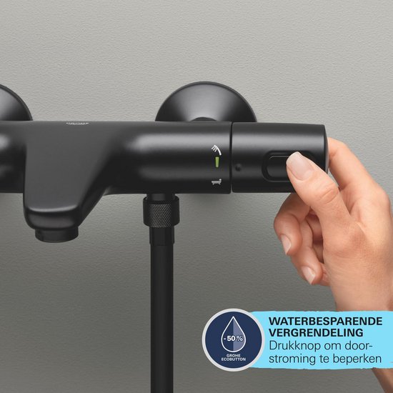 Mitigeur thermostatique de douche, noir mat