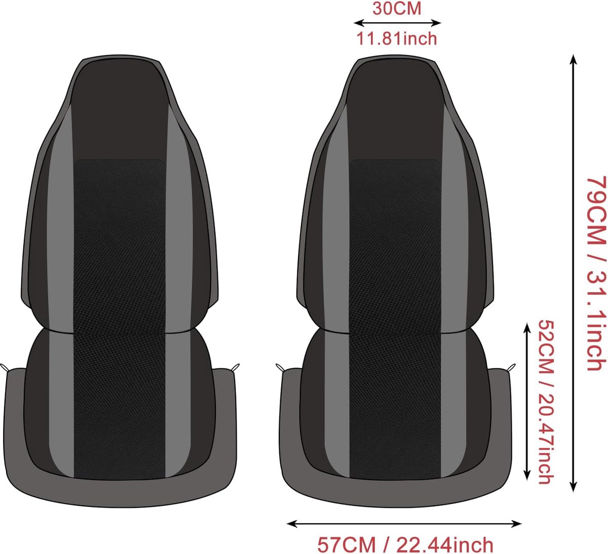 Pakket van 2 autostoelhoezen, autostoelhoezen in premium design, universele stoelhoes, ideale pasvorm en bescherming geschikt voor alle autostoelen (grijs) – foto 5