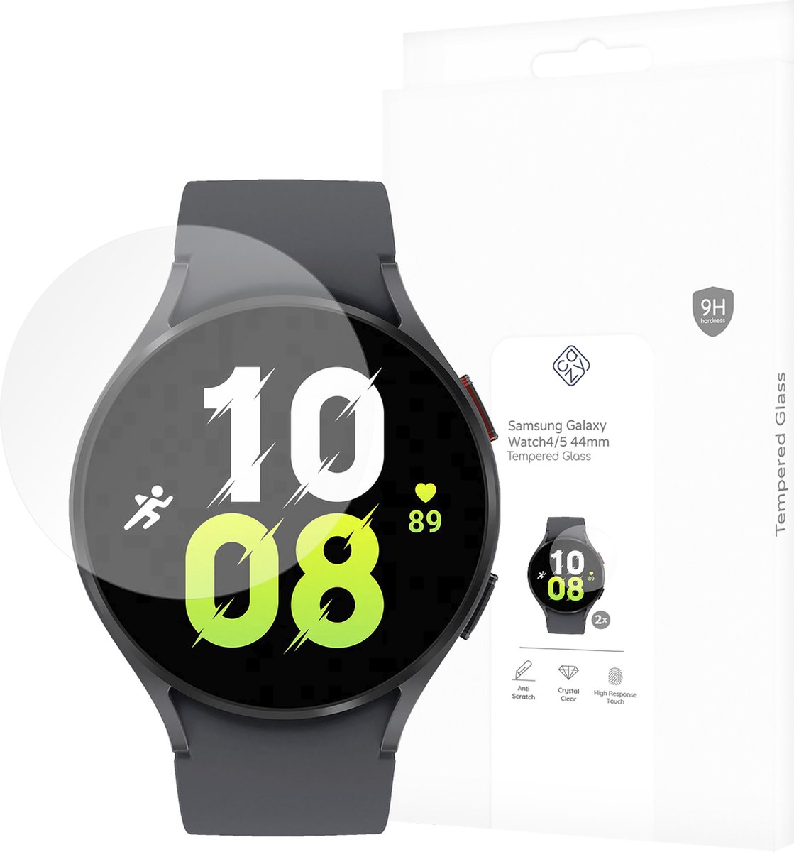 Cazy screenprotector geschikt voor Samsung Galaxy Watch4/5 44mm - 2 stuks - Gehard Glas