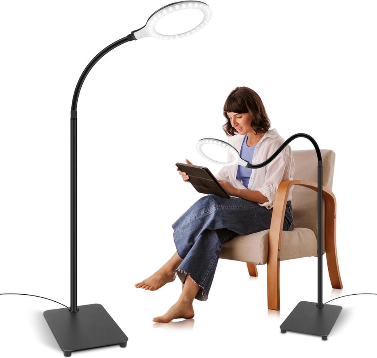 Vergrootglas met licht en standaard vergrootlamp - dimbare vergrootglas - 54 LED-licht - senioren lezen Craft Close work Vergrootglas met licht