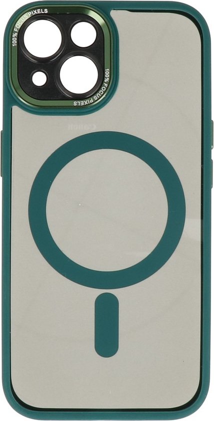 Étui MagSafe adapté à iPhone 15 - Avec Protection Extra de la caméra en aluminium - Transparent - Vert