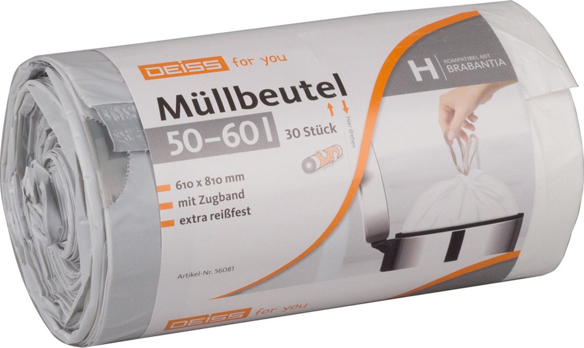 Goedkoopste Afvalzakken (pe) wit 61 x 81 cm 28 micron 50-60 liter trekkoord (brabantia code h) | 2 stuks