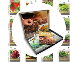 Cadeau Zadenpakket – 12 Essentiële zaden voor de Moestuin – Luxe Geschenkpakket met Sla, Radijs, Wortel, Peterselie, Prei & Meer – Inclusief Zaaikalender, Plantlabels & Pen