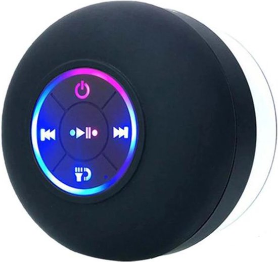 Zwarte Waterdichte LED Bluetooth Douche Luidspreker / speaker met Zuignap - USB Oplaadbaar - Geschikt voor Smartphone, Tablet en PC - IPX-4 van Fancey — afbeelding 3