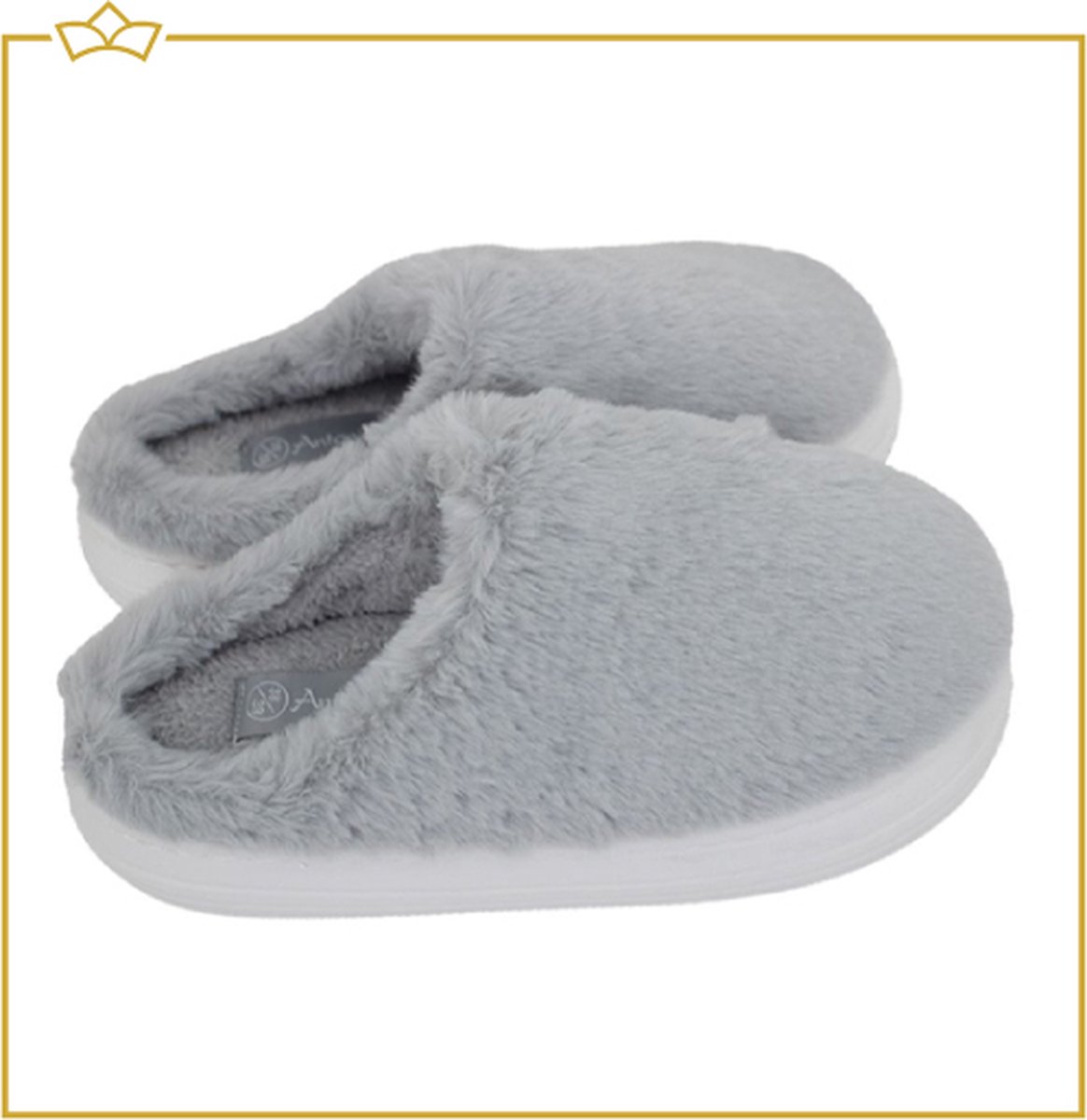 ATTREZZO® Pantoffels dames - Extra zacht - Sloffen - Lichtgrijs - Maat 40-41