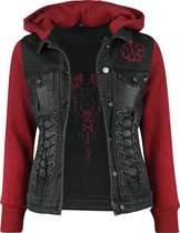 Veste en jean Zwart /rouge Premium by EMP avec capuche amovible Femme - L
