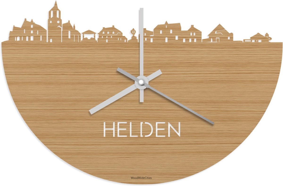 Skyline Klok Helden Bamboe hout - Ø 40 cm - Stil uurwerk - Wanddecoratie - Meer steden beschikbaar - Woonkamer idee - Woondecoratie - City Art - Steden kunst - Cadeau voor hem - Cadeau voor haar - Jubileum - Trouwerij - Housewarming - WoodWideCities