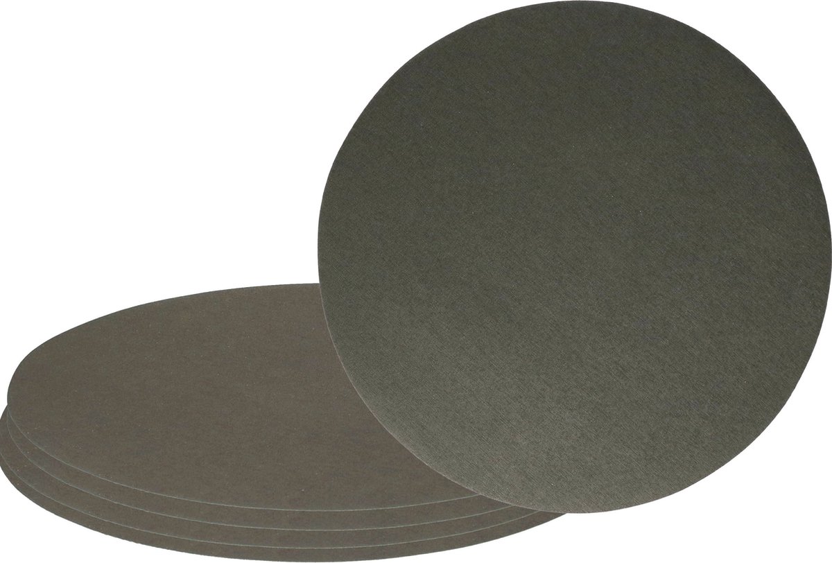 Wicotex Placemats Uni - 8x - donker grijs - rond 38 cm - anti slip laag - Teflon coating toplaag