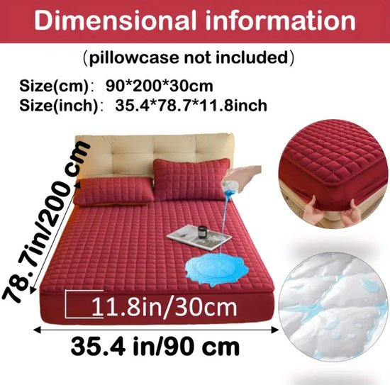 Hoeslaken housse imperméable Livano - Beddengoed - Drap-housse - Lit - Rouge 90x200