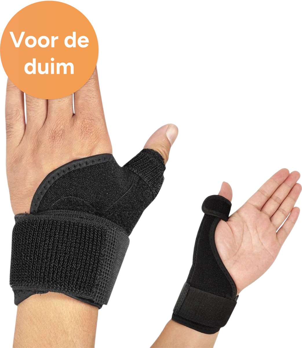 Goedkoopste LBB - Vingerspalk - Voor duim - Onze size - Zwart - Verharde spalk - Staal frame - Vingerbrace - Duimspalk - Duimbrace rechts - Spalk