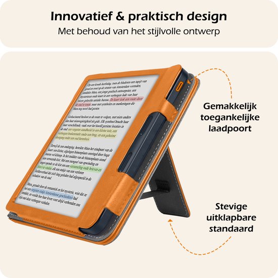 Hoesje Geschikt voor Kobo Libra Colour Lederen Hoes Book Case - Hoes Geschikt voor Kobo Libra Colour Hoesje Book Cover Leer - Bruin van Hoesje  — afbeelding 4
