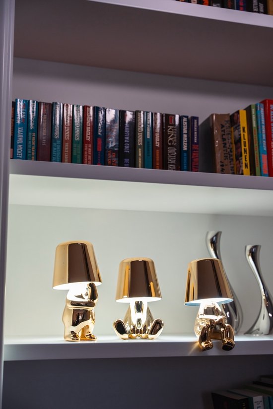 Luxus Lampe de table sans fil rechargeable Bins Brother - Or - Set de 5 - Lampe de table décorative - Lampe de nuit - Lampe de table de chambre - Lampe de bureau - LED - Tactile - Intensité variable - Sans fil - Fonctionne sur piles