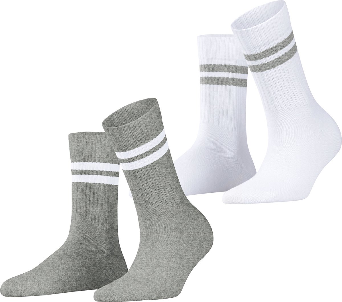 Esprit Tennis Stripe 2-Pack gedessineerd katoen multipack sokken dames veelkleurig - maat 35-38
