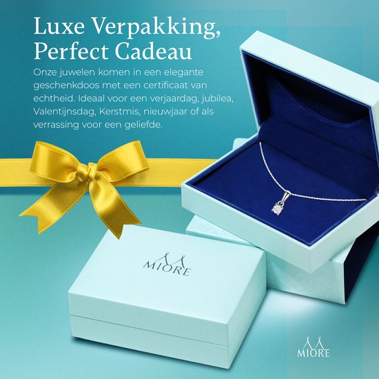 Miore - Collier en Or blanc - Femme - Or 14 Carats - Bijou hypoallergénique - Collier Pendentif Fait Main