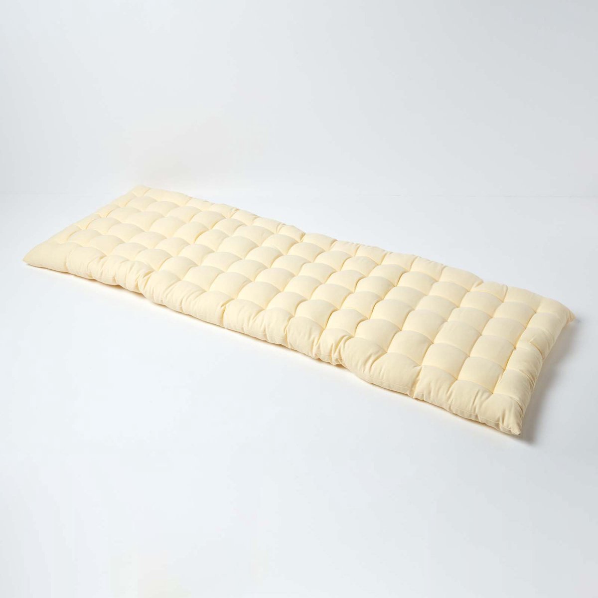 Homescapes Tuinbank Kussen – Creme – 3 Zitter Zitkussen – 143x42 cm – 100% Katoen – Wasbaar – Comfortabel & Stevig