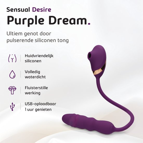 Sensual Desire® Purple Dream – Dual Action Vibrator – 10 Stootstanden – 7 Vibratiestanden – 5 Pulsatiestanden - Vibrators voor Vrouwen – Dildo Vibrator – Clitoris Stimulator – Sex Toys voor Koppels – Seksspeeltjes – Incl. Erotische Luisterverhalen