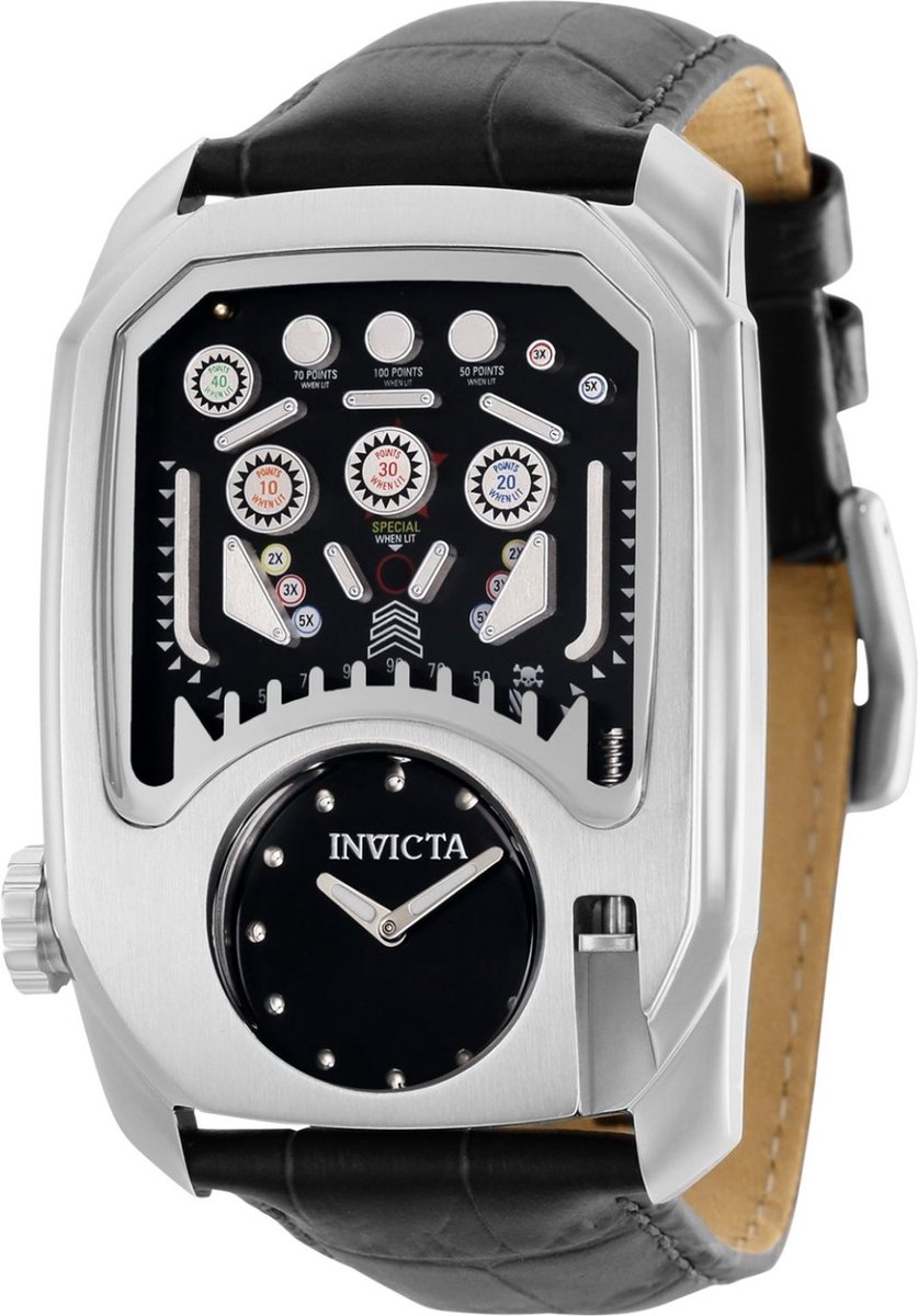 Invicta Cuadro 35450 Heren Horloge - Waterdicht - Analoog - Quartz Uurwerk - Roestvrij Staal met zwarte Wijzerplaat - 41mm
