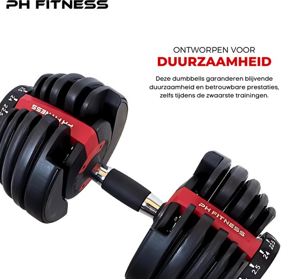 PH Fitness Smart Dumbbell Set - Verstelbaar 2,5-24kg - Home Gym