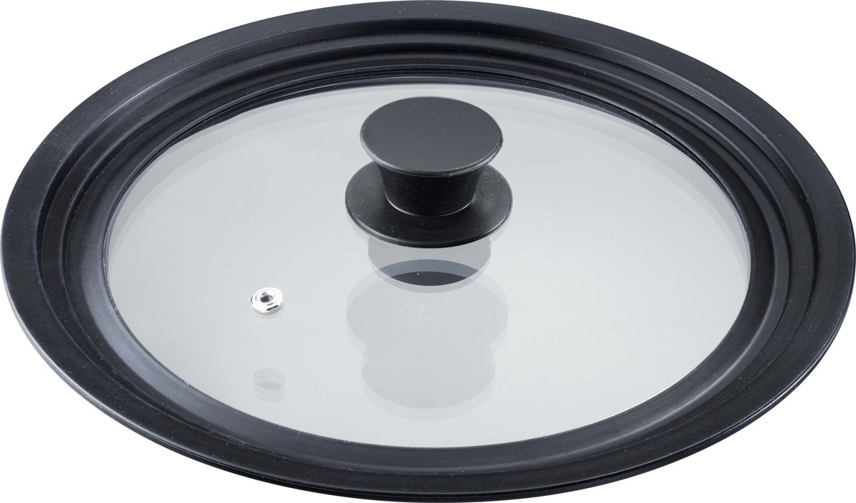 Westmark Universele Deksel met Siliconen Rand – Veelzijdig voor potten en pannen met een diameter van 16 – 20 cm, Hittebestendig veiligheidsglas – 215 × 215 × 48 mm