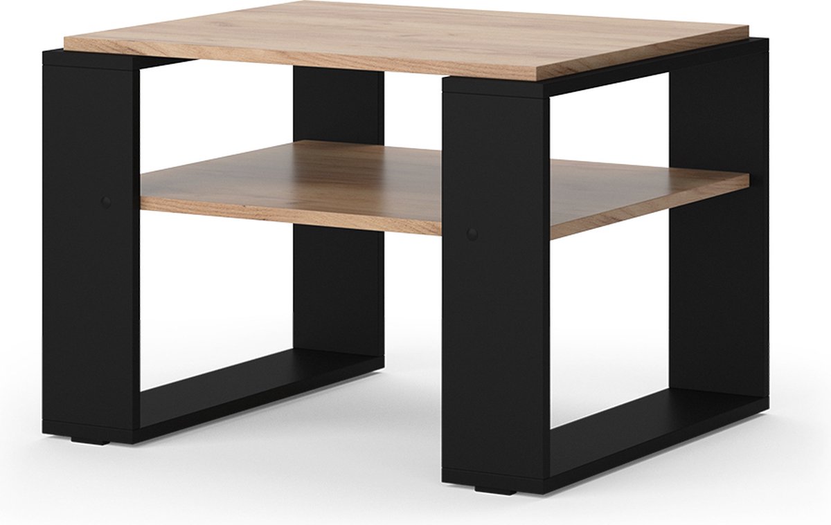 Vicco Helm Salontafel – 65.6 x 55.8 cm met plank Krachtige eik goud Goudkleurig Eiken