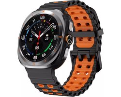 Strap-it Sport siliconen Wave bandje - geschikt voor de Samsung Galaxy Watch Ultra / Ultra 2025 (zwart/oranje)