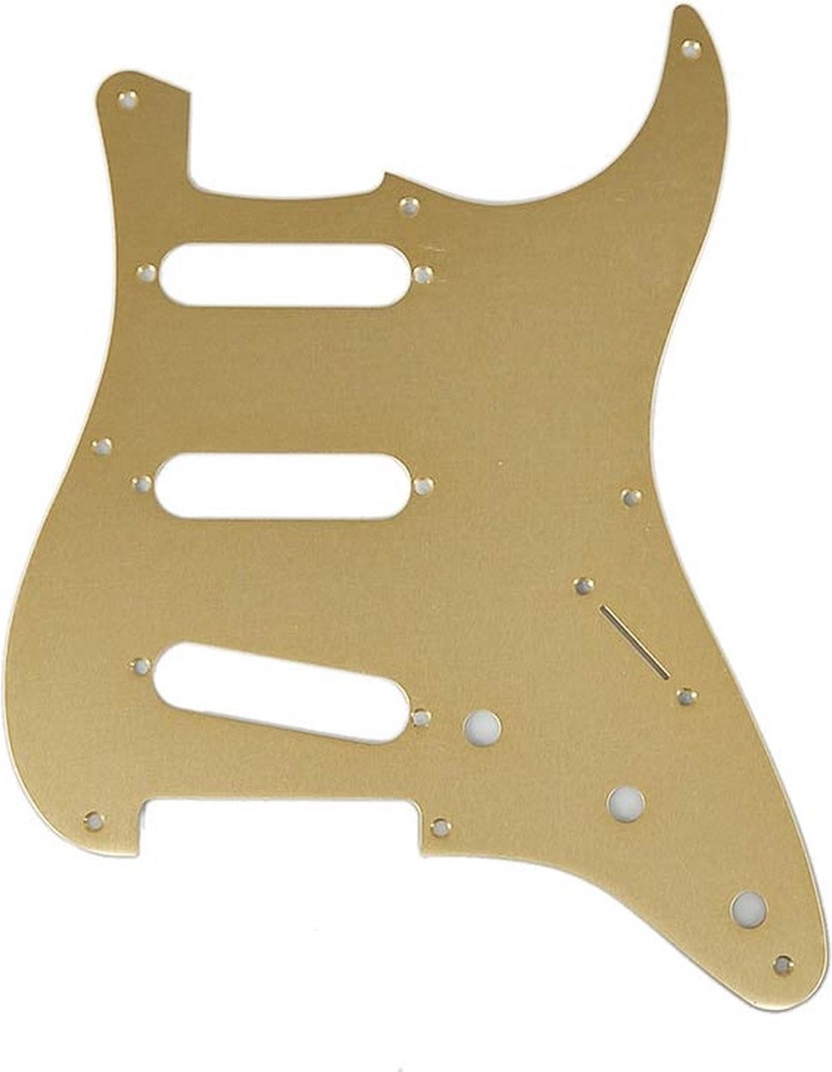 Fender 992143000 pickguard ‘57 Vintage Strat, SSS, 8 screw holes, 1-ply, gold anodized