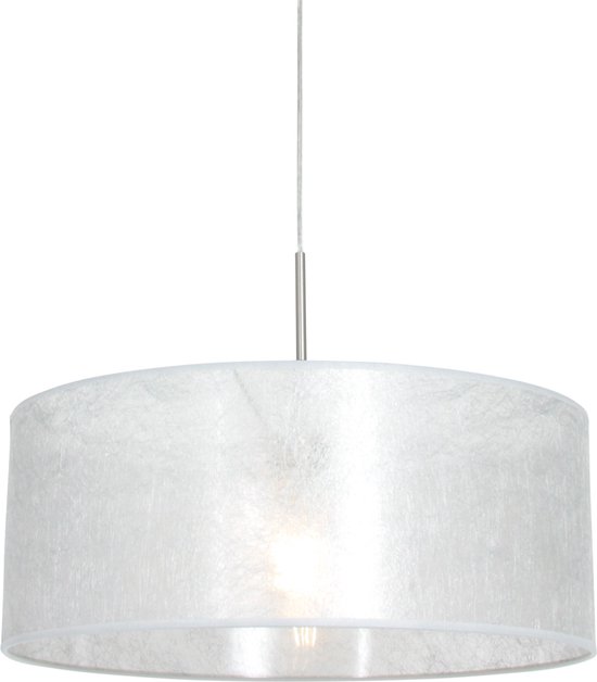 Hanglamp DecoMode Wendy 5296016 hanglamp eetkamerverlichting wit chroom geborsteld glas opaal G9 in hoogte verstelbaar via trekkoord 3x 33 watt 1470 lumen