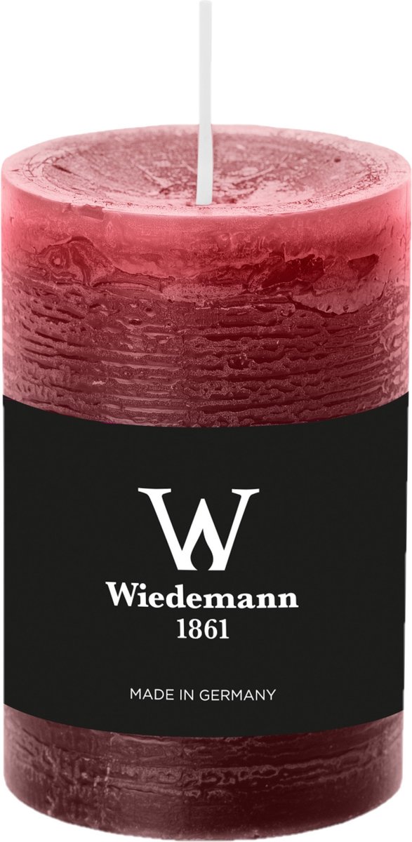 Wiedemann Cilinderkaars/stompkaars - rustieke kaars - bordeauxrood - 6 x 9 cm - 30 branduren Bordeaux rood