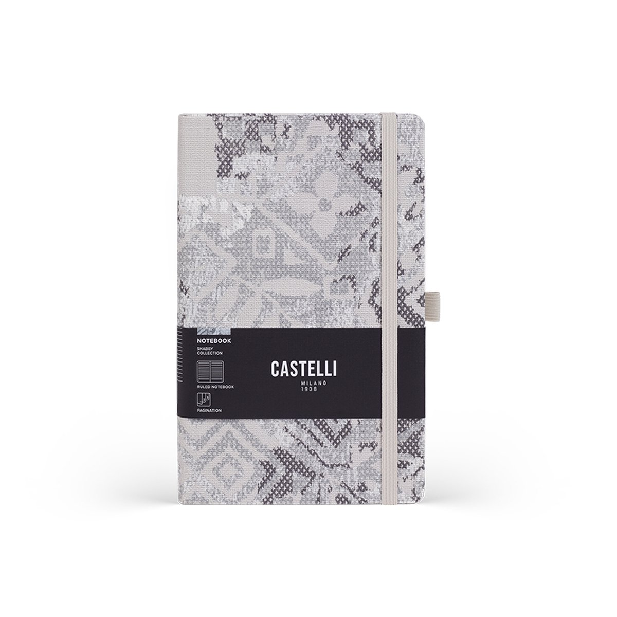 Castelli Milano A5 notitieboek Shabby - grijs - inhoud met lijnen - 130x210 mm - Made in Italy