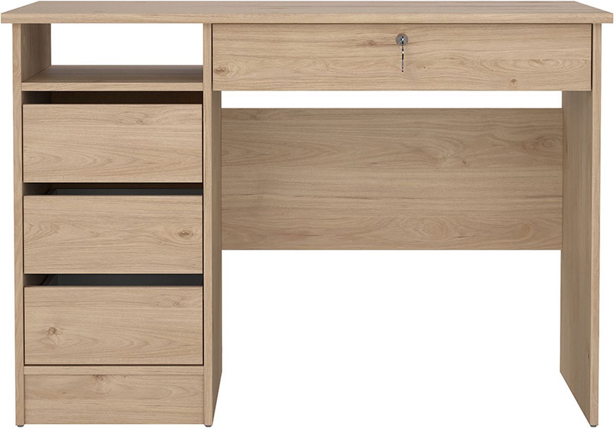 FunctionPlus bureau 1 plank, 4 lades eiken decor.