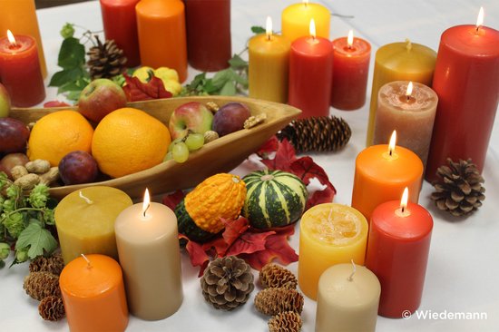 Wiedemann Bougie cylindrique/bougie pilier - 3x - bougie rustique - cognac - 6 x 9 cm - 30 heures de combustion