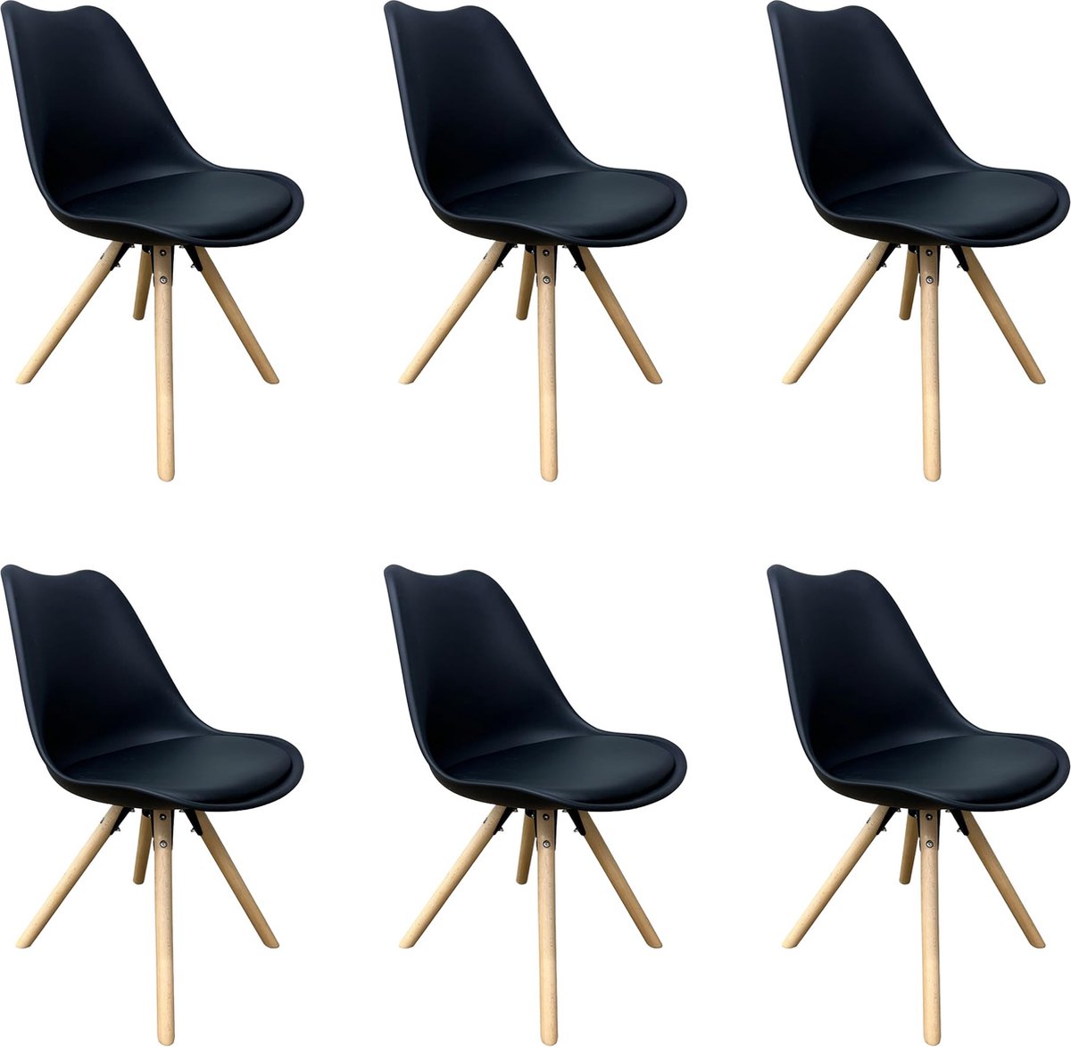 Lina® Bella Eetkamerstoelen - Set van 6 - Woonkamerstoel - Zwart
