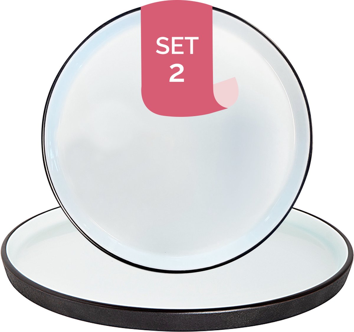 Maastricht Porselein - Cosmic - Bord - 2 stuks - ø 25 cm - Zwart/Wit - Porselein - Bordenset