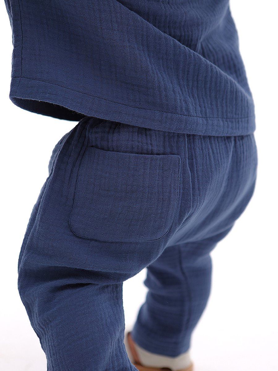 RobyKris Baby Broek - Katoenen mousseline - Blauw - Maat 62-68