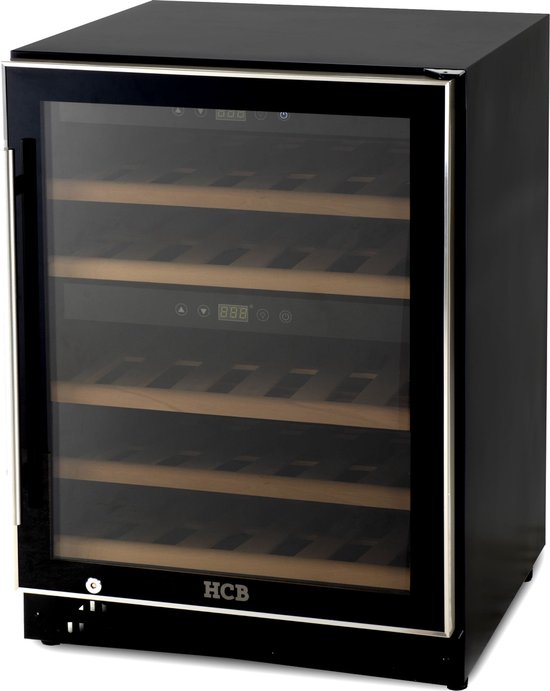 HCB® - Professionele luxe Wijnkoelkast met 2 zones - 40 flessen - Wijnklimaatkast met houten lades - Vrijstaand wijn koelkast - Klimaatkast - Wijnkast - Wijnfrigo koeler - 47 kg - Frigo - 6811