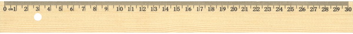 Liniaal 30cm hout met metaalinleg ongelakt