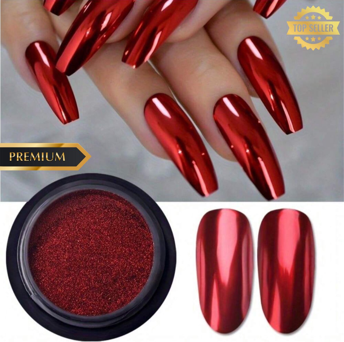 Goedkoopste GUAPÀ® Holografische Glitter Poeder Rood | Nail Art glitters | Kameleon Chrome Poeder | Nail Art & Nagel Decoratie | Spiegel en pigment poeder | Chrome Nagels | 1 stuks Rode Holografische Poeder