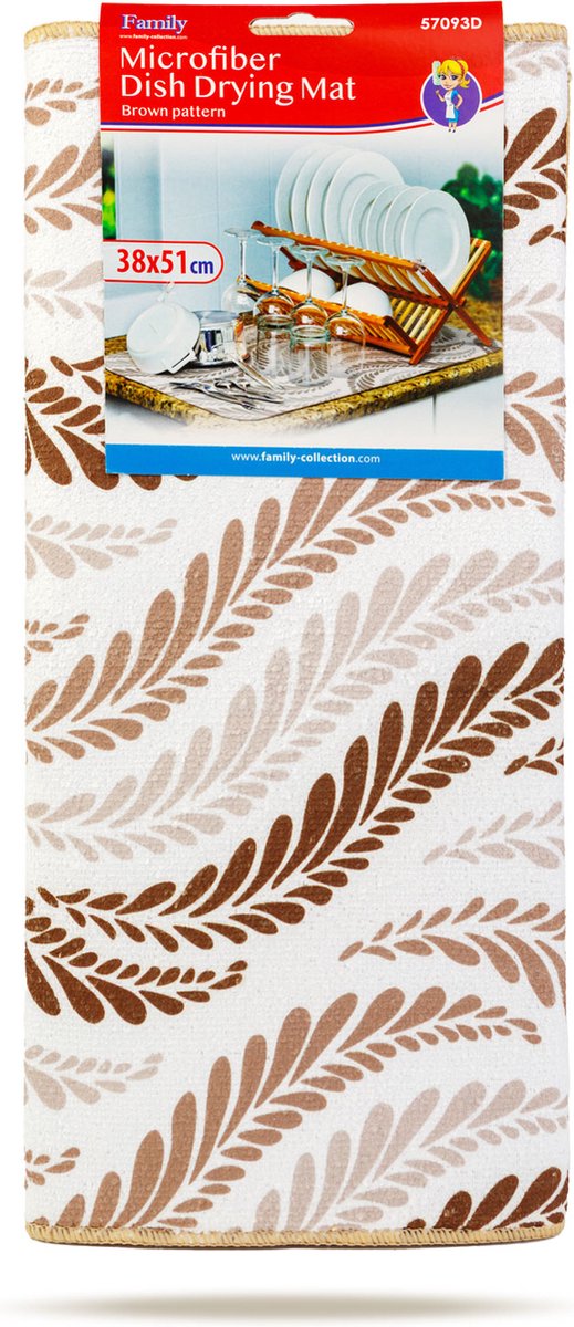 Goedkoopste Afdruipmat Afwas - Bladeren Patroon - Microvezel - 38x51CM - Droogmat Vaat - Afdruip Mat - BPK