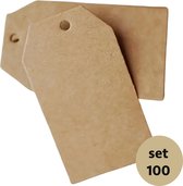 Étiquettes - lot de 100 étiquettes marron - 7x4 cm - karton solide - avec trou pré-perforé - étiquettes cadeaux - étiquettes de prix - Noël