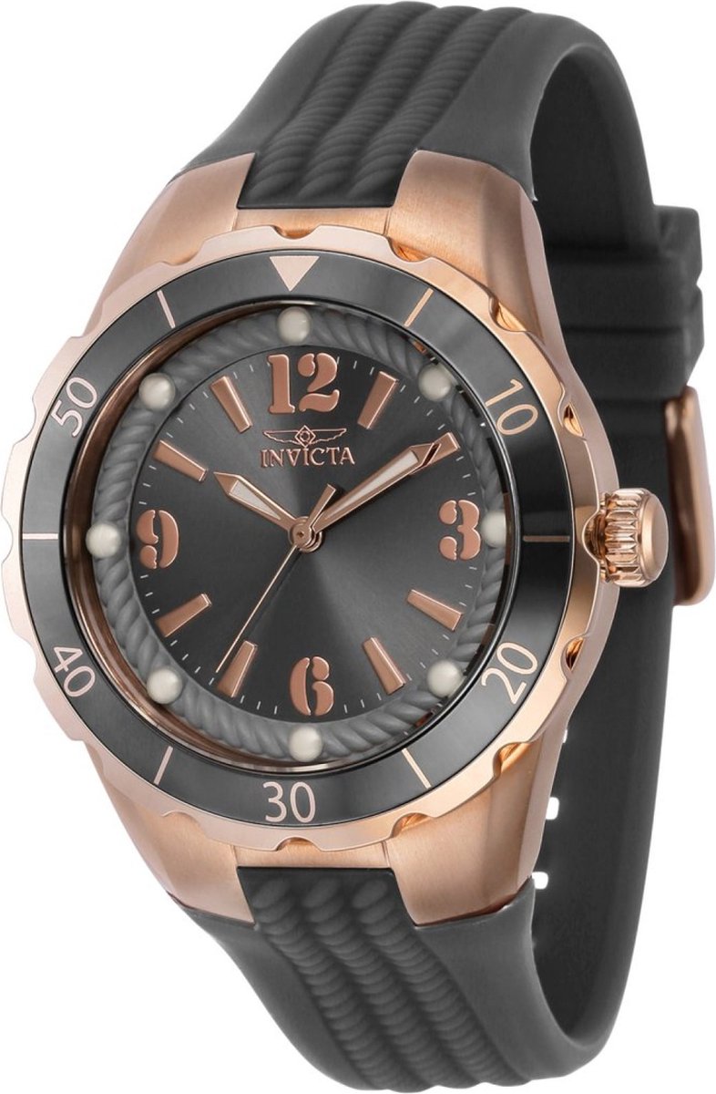 Invicta Angel 40310 Dames Horloge - Waterdicht - Analoog - Quartz Uurwerk - Roestvrij Staal met grijze Wijzerplaat - 38mm