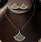 N3 Collecties Damesmode Geometrisch ontwerp Zirkoon ketting en oorbellen set