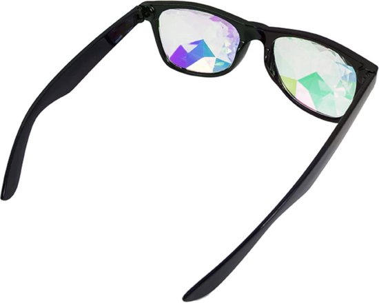 Caleidoscoop bril Wayfarer zwart - spacebril festival rave steampunk