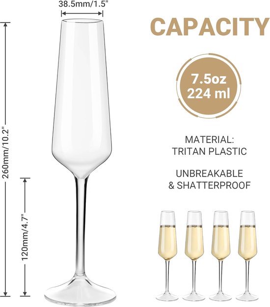 Oaioya Herbruikbare champagneglazen, 50 stuks, kunststof