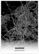 Madrid plattegrond - A4 poster - Zwarte stijl