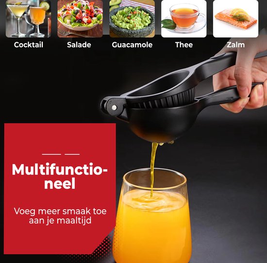 HI NATURE™ Robuuste Kwaliteit Citroenpers - Limoenpers - Handmatige Citroenpers - Lemon squeezer - Citrusknijper - Fruitpers - Sinaasappelpers - Zwart van Merkloos — afbeelding 2