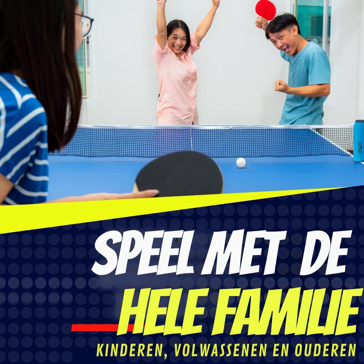 Nibiru Sport Tafeltennis Set met 2 Houten Batjes, 4 Pingpongballen en 1 Tafeltennis Net - Inclusief Opbergtas - Ping Pong Set voor Binnen en Buiten - Draagbare Pingpong Set - 3 Sterren Ballen - Tafeltennisnet Uitschuifbaar — afbeelding 7