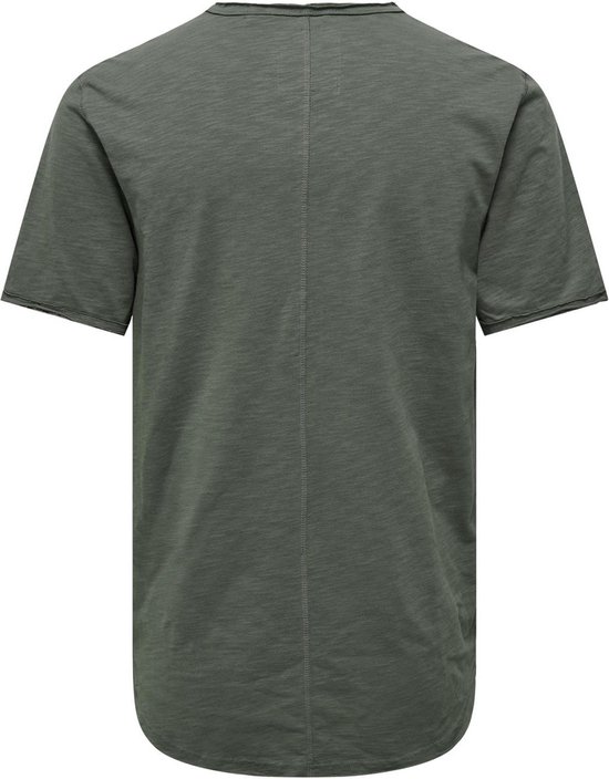 Groene, ronde nek T-shirt met korte mouwen vanONLY & SONS, de achterkant toont een gestructureerd oppervlak.