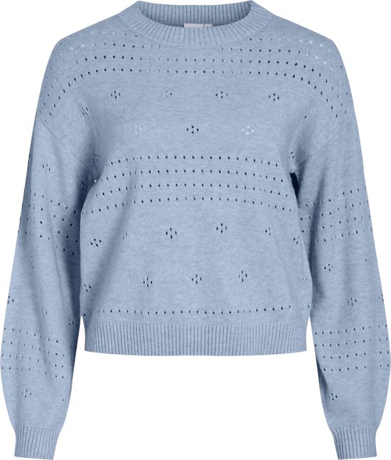 Vila Trui Viril L/s O-neck Pointelle Knit Top 14101222 Kentucky Blue/melange Dames Maat - L