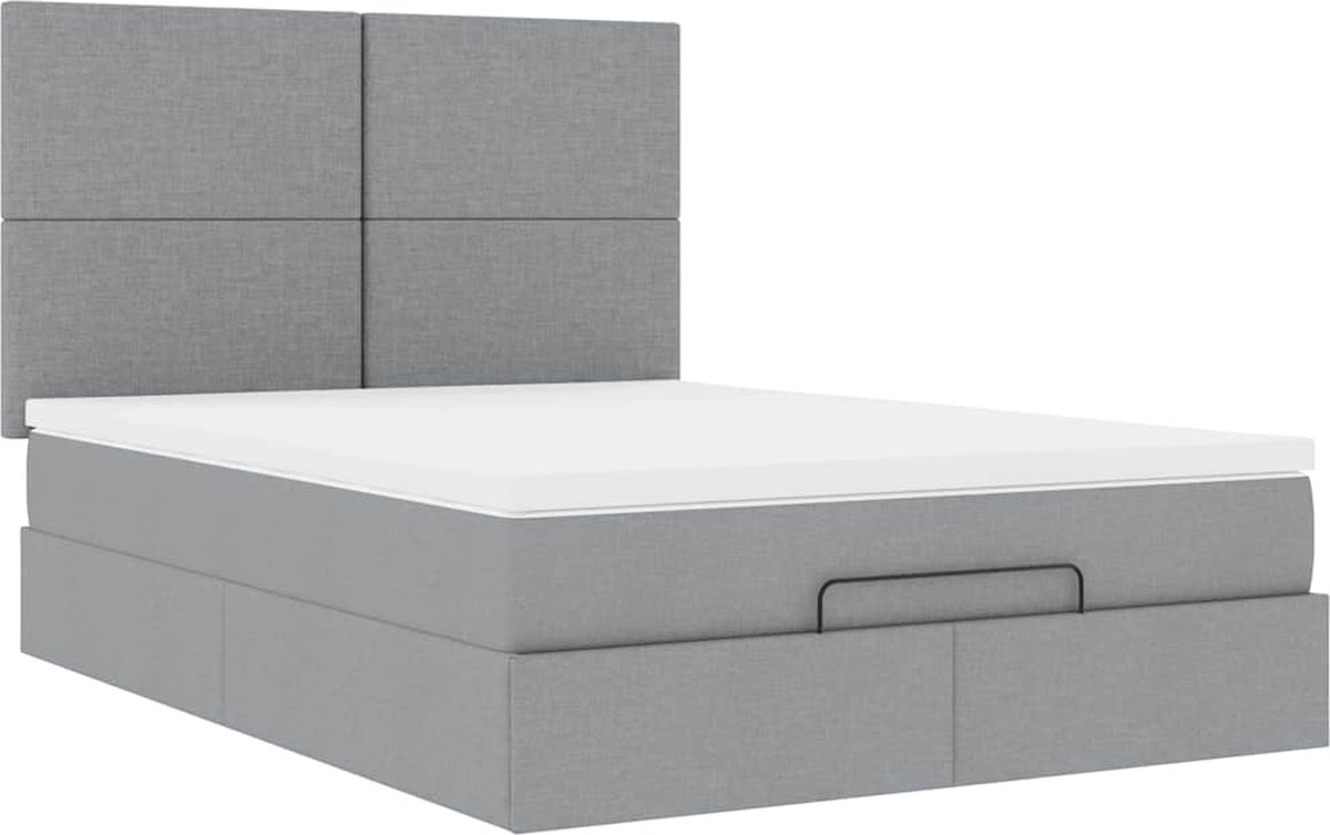 vidaXL - Ottoman - bed - met - matras - 140x200cm - stof - lichtgrijs