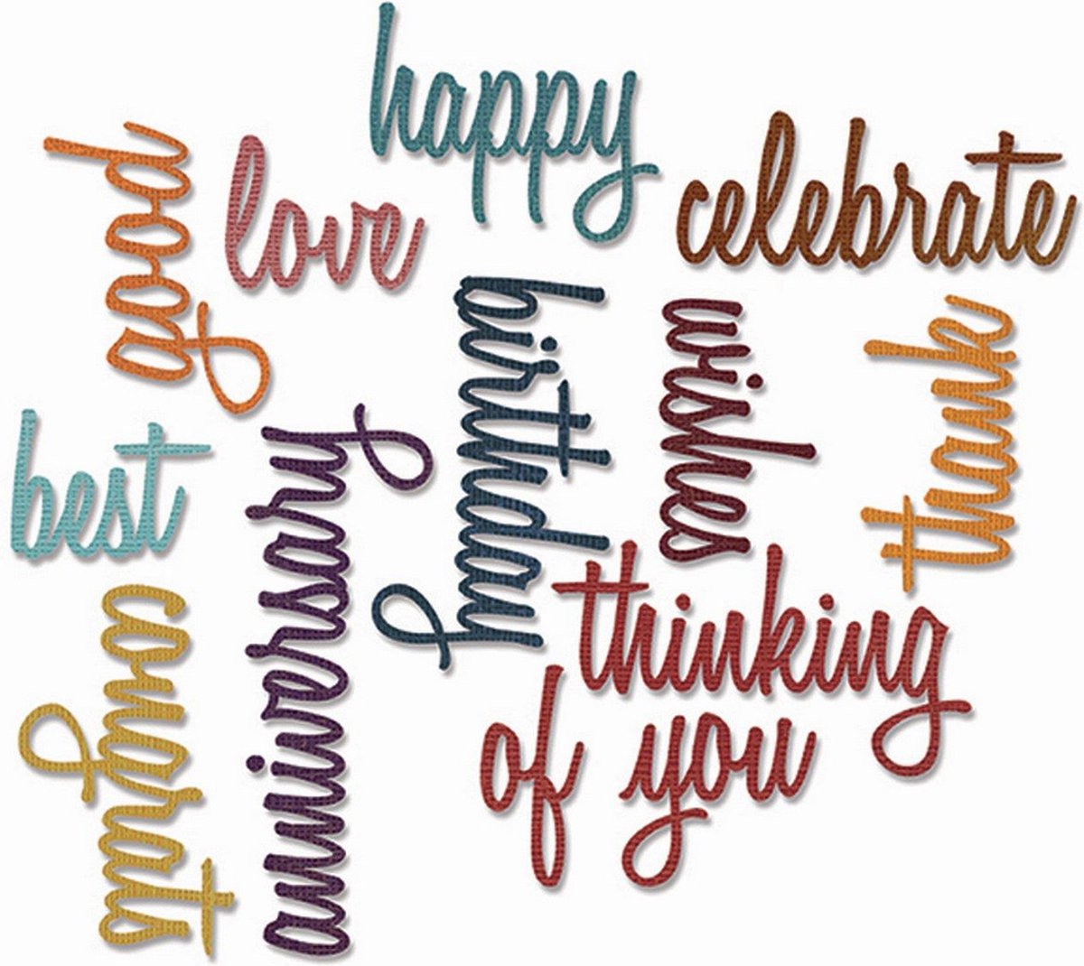 Sizzix • Tim Holtz Thinlits Die Set Celebration Words Script 13pcs